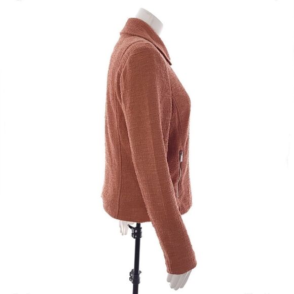 Nine West Texture Knit Moto Solid Rust Full Zip Jacket Womens Size M - Picture 5 of 14